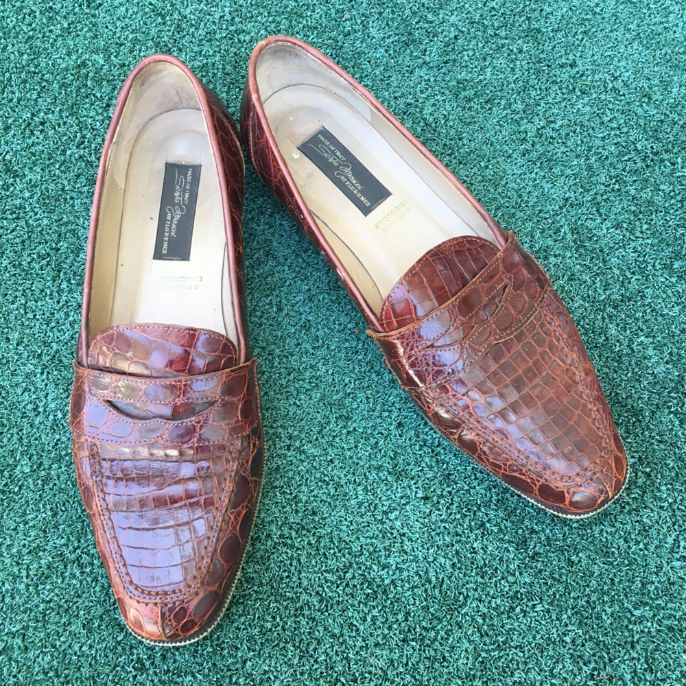Sesto Meucci Vintage Crocodile Leather Loafer Luggage 9.5 - Picture 16 of 16